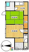 楽園アパート 101 ｜ 福岡県大牟田市西新町15-31（賃貸アパート2K・1階・28.89㎡） その2