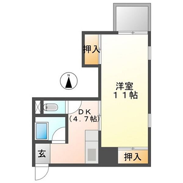 岡山県岡山市北区番町1丁目(賃貸マンション1DK・2階・33.00㎡)の写真 その2