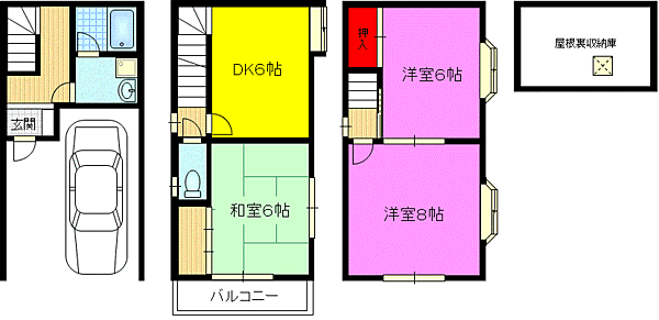 大阪府東大阪市新庄３丁目(賃貸一戸建3DK・--・77.76㎡)の写真 その2