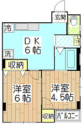 グレイス早河 2DKの間取図画像