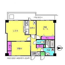 アルカディア1 2LDKの間取図画像