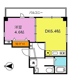 グリーンパーク 2階1DKの間取り