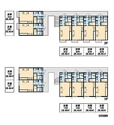レオパレスｙａｎａｇｉ 2階1Kの間取り
