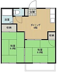 タウニー所沢I 2階2DKの間取り