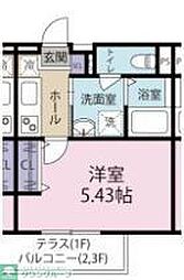 スフィーダみずほ台I 3階1Kの間取り