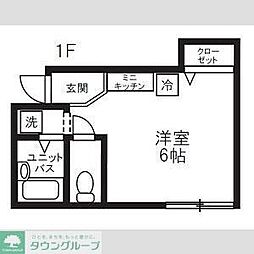 スタジオ成増 1階ワンルームの間取り