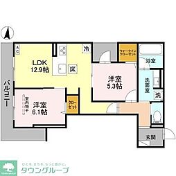 トリアングル 2LDKの間取図画像