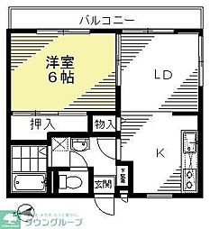 コーポビグラード 1階1LDKの間取り