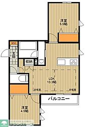シャルール仙波 2LDKの間取図画像
