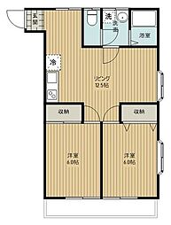メゾンホソダB 2LDKの間取図画像