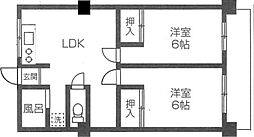 仙波長徳ハイツ 2LDKの間取図画像