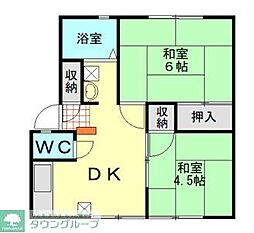 アーバン岩沢 2DKの間取図画像