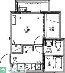 KEIAI RESIDENCE 西浦和 1Kの間取図画像