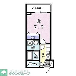 ライズ脇田町 B館 1Kの間取図画像