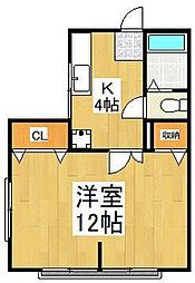 アップルパイ2 1Kの間取図画像