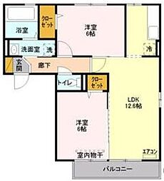 リヴェールガーデン 2LDKの間取図画像