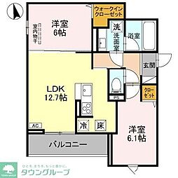 川越市砂新田3丁目アパート 2LDKの間取図画像