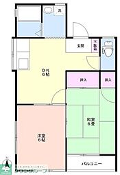 コーポ東 2DKの間取図画像