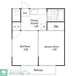 メゾン榎本 2DKの間取図画像