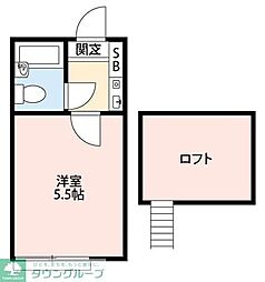 プラザドゥペートンB 1Kの間取図画像