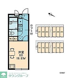 レオパレスピュア 1Kの間取図画像
