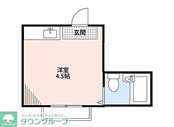 ペアパレス朝霞 ワンルームの間取図画像