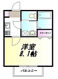 キャメル川越藤間2 1Kの間取図画像