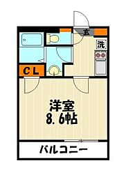 レオネクストパタータ 1Kの間取図画像