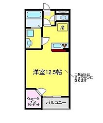 レオパレスバルミィウインド ワンルームの間取図画像