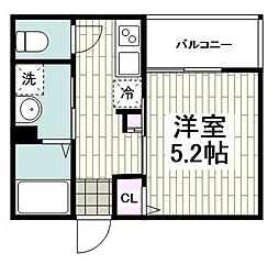 横浜市営地下鉄ブルーライン 吉野町駅 徒歩9分の賃貸アパート 3階1Kの間取り