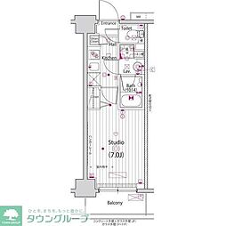 ガーラ・プライム横濱関内 2階1Kの間取り