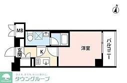 ＳＱＵＡＲＥ　ＣＩＴＹ　ＹＯＫＯＨＡＭＡ　ＮＥＧＩＳＨＩ 4階1Kの間取り