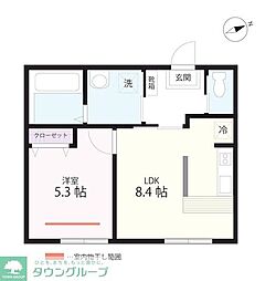 QUIET CRAB HOUSE mix山手II(仮) 1LDKの間取図画像