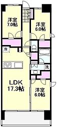 シティテラス横濱和田町ブリーズコート 3SLDKの間取図画像