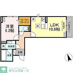 グランガーデン弘明寺 1LDKの間取図画像