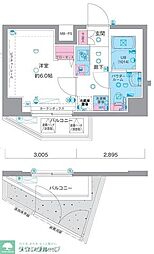 エストゥルース横浜吉野町II 1Kの間取図画像