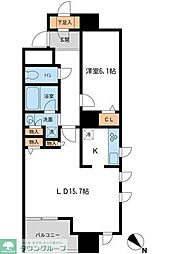 メトロタワー山下町 1LDKの間取図画像