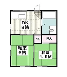 第二竹葉荘 2DKの間取図画像