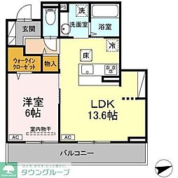横浜市港北区新羽町アパート 1LDKの間取図画像