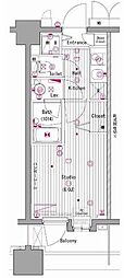 グランド・ガーラ横濱元町 1Kの間取図画像