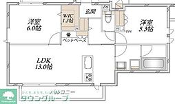 (仮称)上宮田メゾン 2LDKの間取図画像
