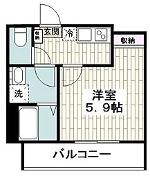 ピリーヴヒル弐番館 1Kの間取図画像