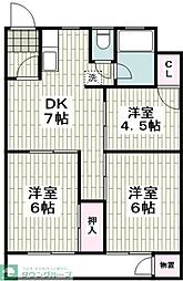 峰沢団地5号棟 3DKの間取図画像