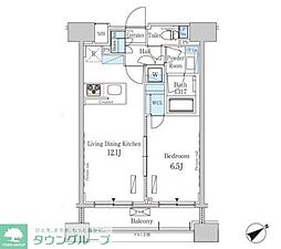 パークアクシス横浜山下町 1LDKの間取図画像