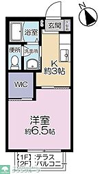 ヴェルドミールB 1階1Kの間取り