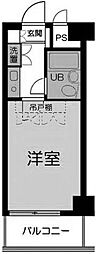 サンパレス南町 2階1Kの間取り