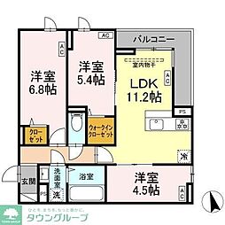 練馬区下石神井3丁目アパート 3LDKの間取図画像