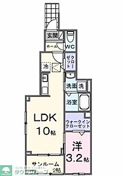 西東京市向台町5丁目アパート 1LDKの間取図画像