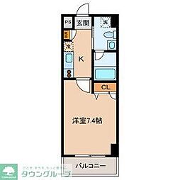 セカンド調布 1階1Kの間取り