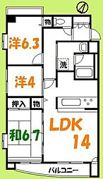エストネオアージュ 2階2SLDKの間取り